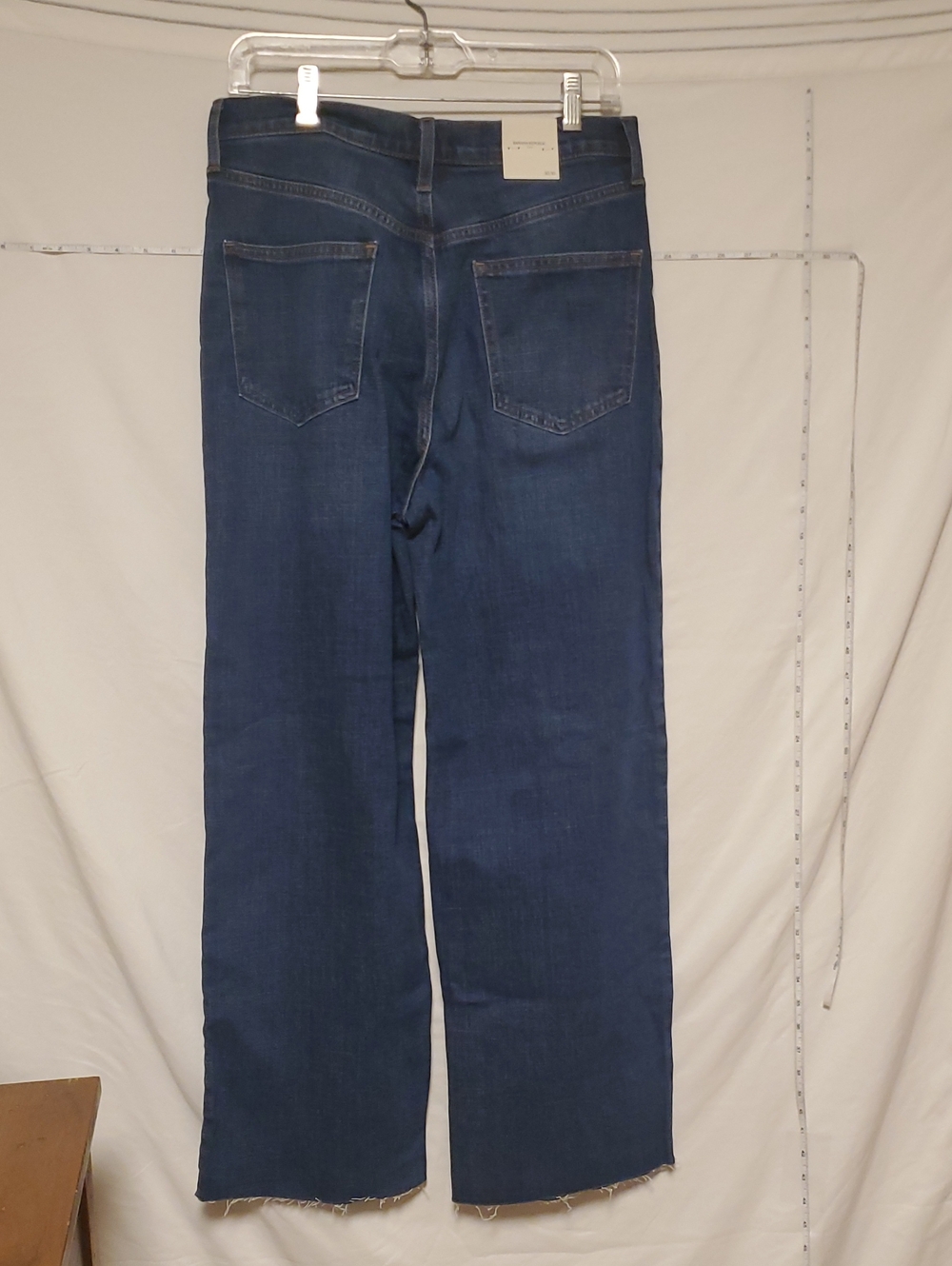 Banana Republic Factory High Rise Wide Leg Raw Hem Dark Wash Jeans Sz 10 - Picture 4 of 4